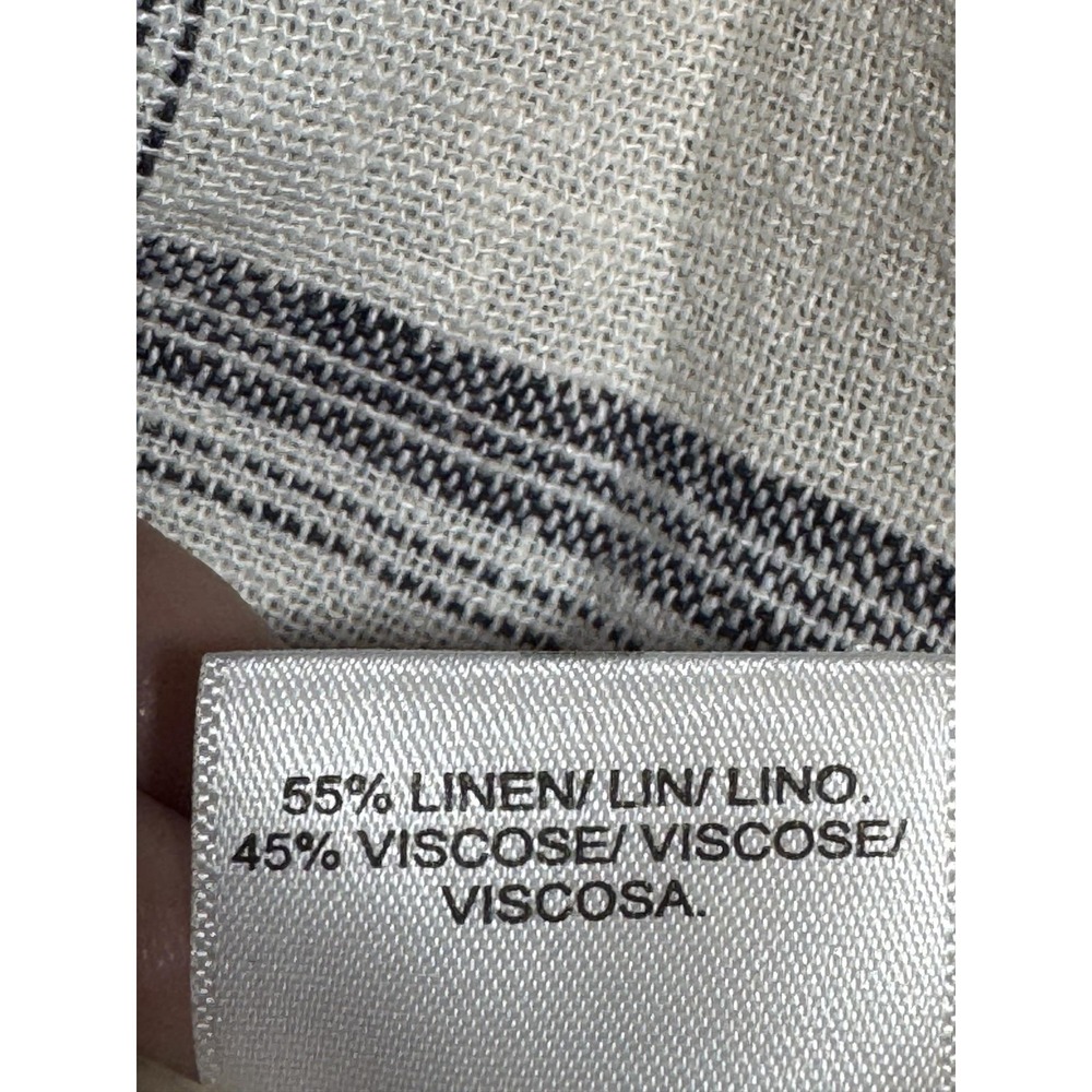 Lucky Brand Shirt Mens Large White Short Sleeve Button Up Linen Blend Plaid - Picture 6 of 13
